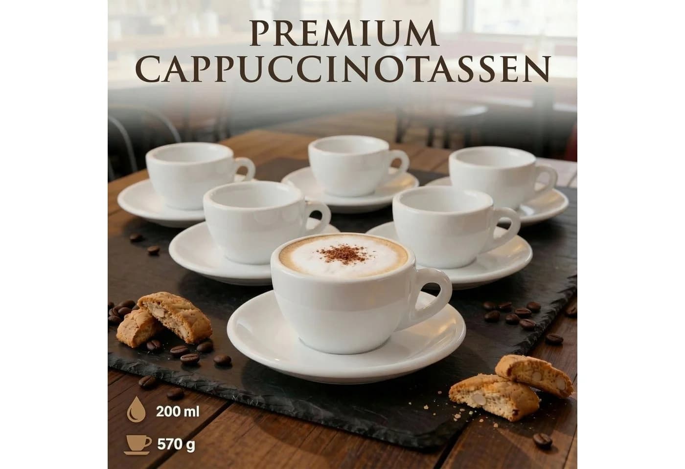MUVELL Cappuccino-Set 6-tlg. VERONA Keramik Weiß - Bild 5