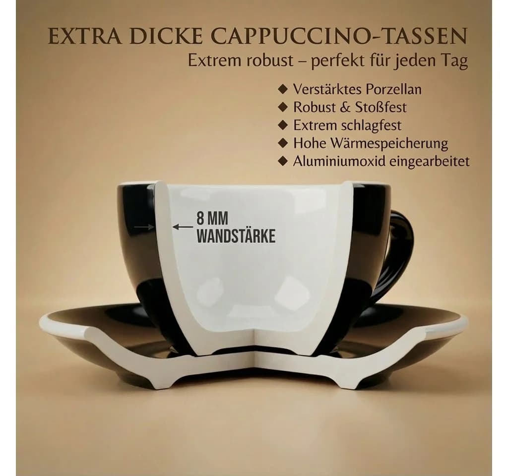 MUVELL Cappuccino-Set 6-tlg. Schwarz/Weiß Keramik - Bild 4