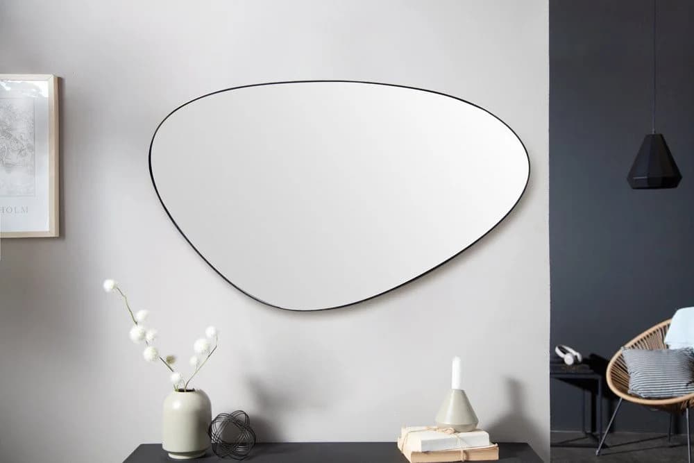 riess-ambiente Wandspiegel NOEMI 90cm Schwarz Asymmetrisch