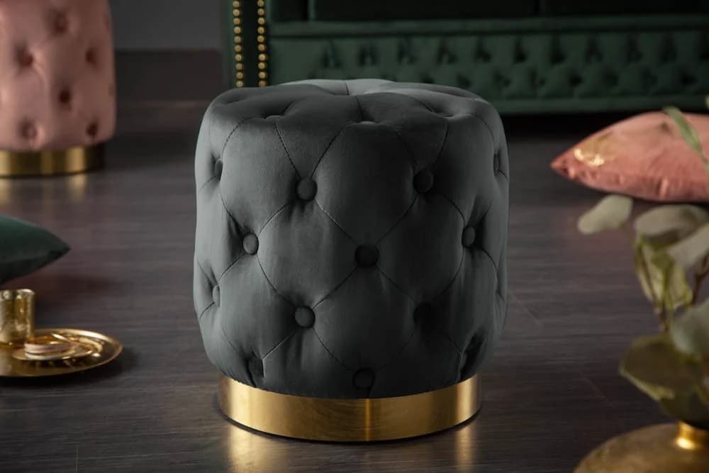 riess-ambiente Sitzhocker Modern Barock 37cm Schwarz Gold Chesterfield-Design - Bild 2