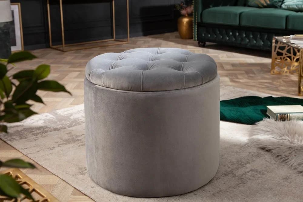 riess-ambiente Hocker MODERN BAROCK Silbergrau Samt mit Stauraum