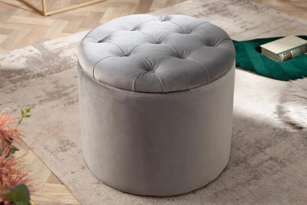riess-ambiente Hocker MODERN BAROCK Silbergrau Samt mit Stauraum - Bild 3