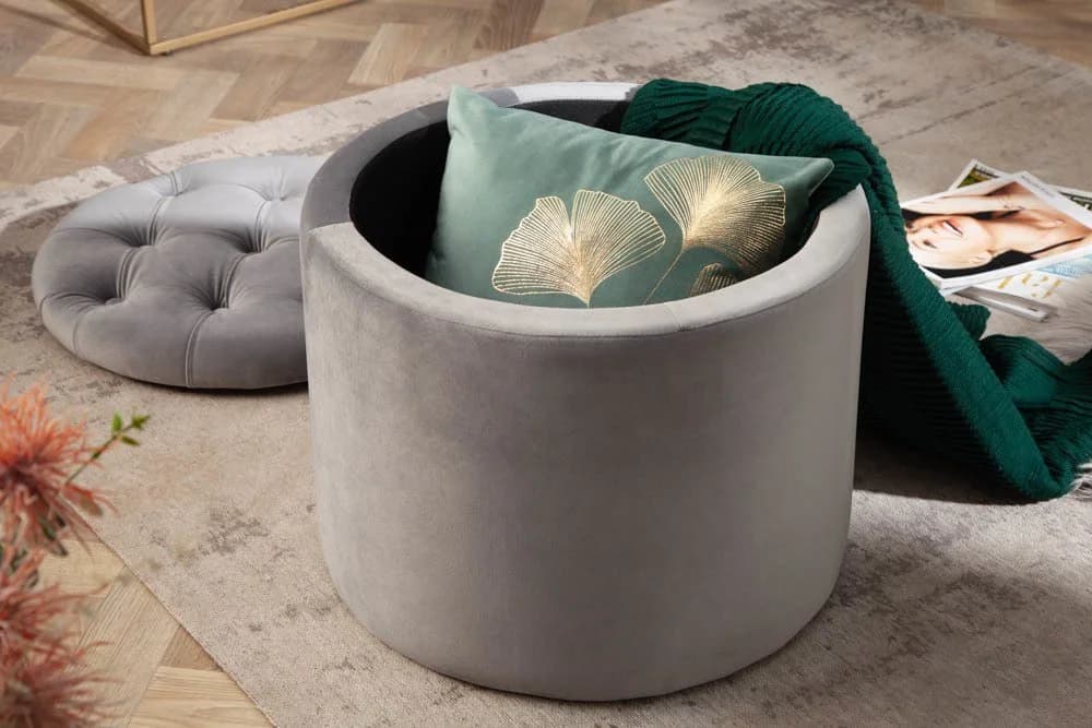 riess-ambiente Hocker MODERN BAROCK Silbergrau Samt mit Stauraum - Bild 4