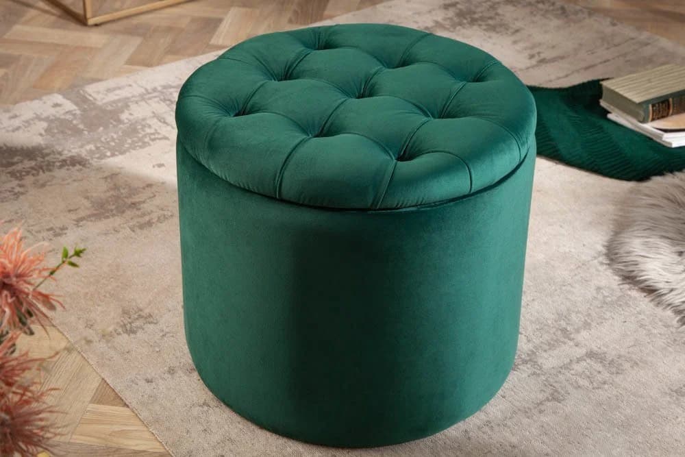 riess-ambiente Hocker MODERN BAROCK Dunkelgrün Samt mit Stauraum - Bild 3