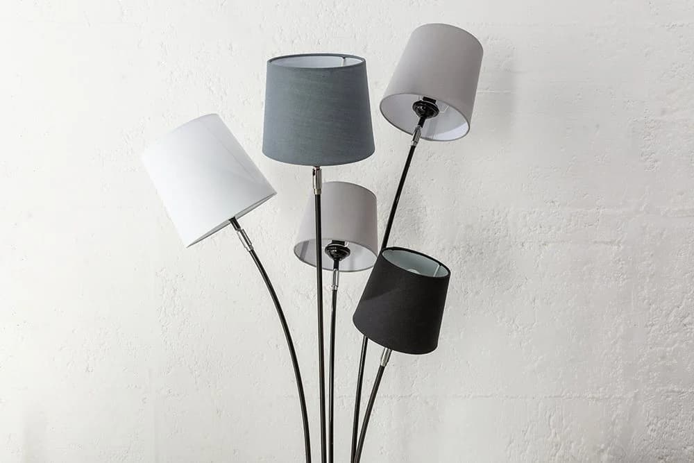 riess-ambiente Stehlampe LEVELS 176cm Schwarz/Grau Leinenstoff-Schirm Marmor - Bild 3