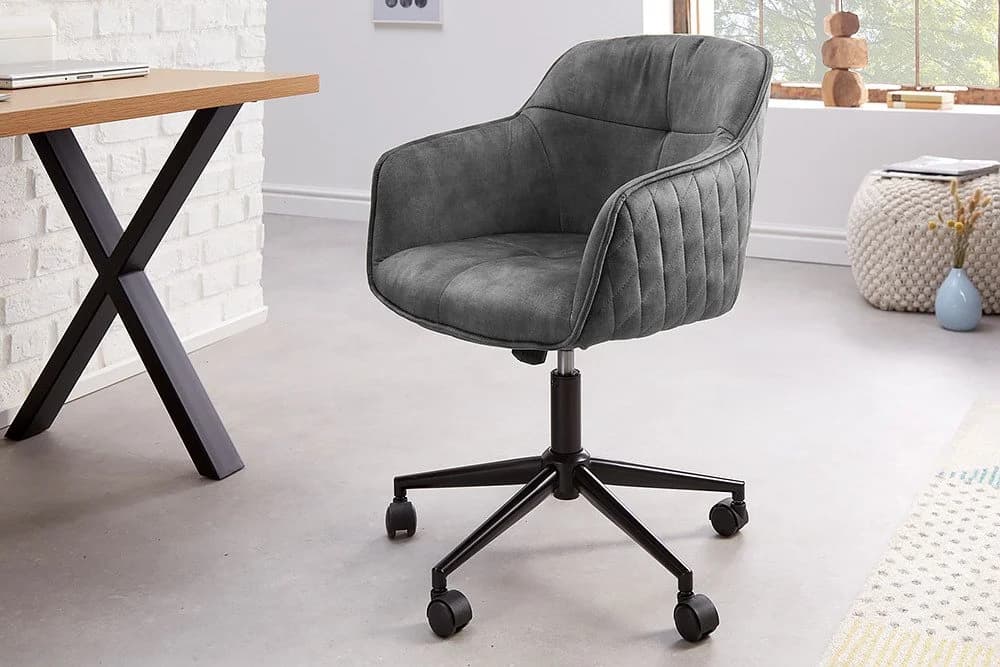 riess-ambiente Drehstuhl EUPHORIA dunkelgrau Samt Metall höhenverstellbar - Bild 2