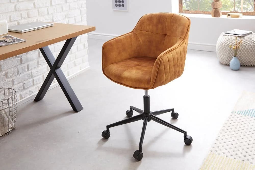 riess-ambiente Drehstuhl EUPHORIA Senfgelb Samt höhenverstellbar mit Rollen - Bild 4