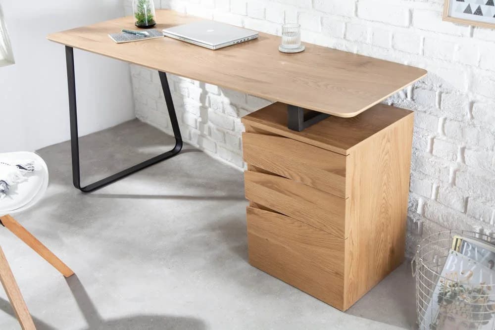 riess-ambiente Schreibtisch STUDIO 160cm Eichenoptik Schwarz mit Schubladen
