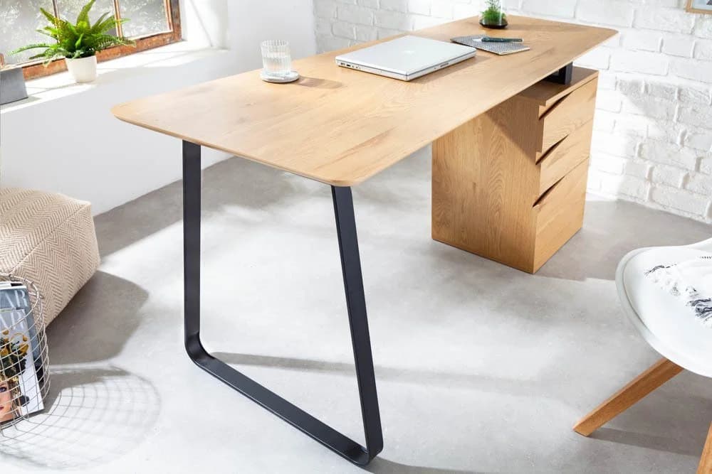 riess-ambiente Schreibtisch STUDIO 160cm Eichenoptik Schwarz mit Schubladen - Bild 3