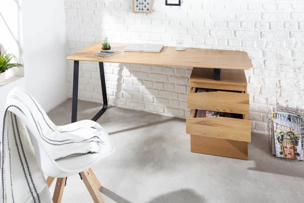 riess-ambiente Schreibtisch STUDIO 160cm Eichenoptik Schwarz mit Schubladen - Bild 5
