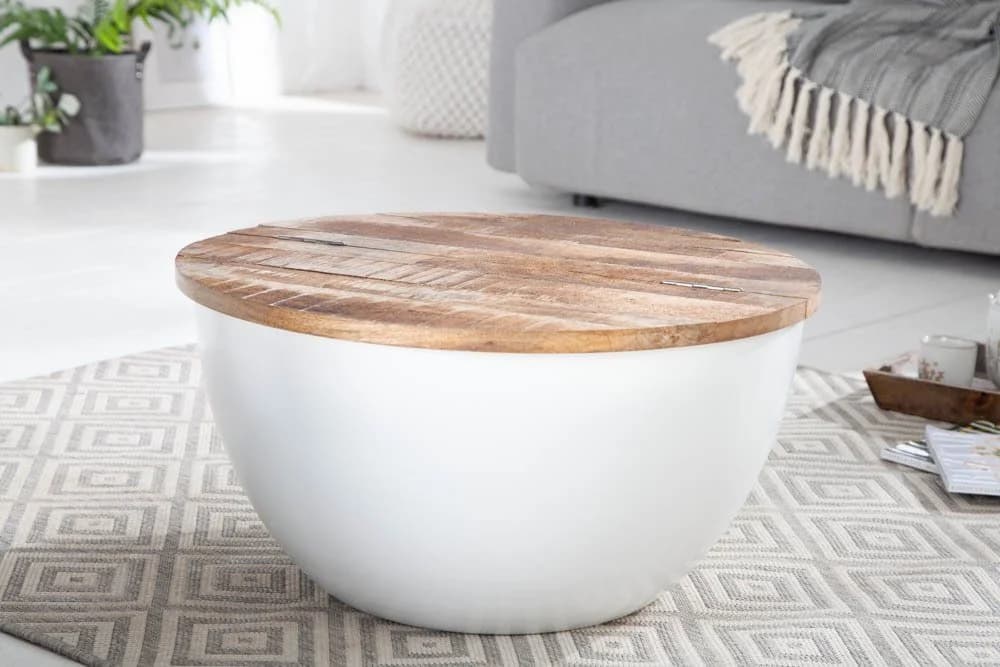 riess-ambiente Couchtisch INDUSTRIAL STORAGE Ø60cm weiß / natur - Bild 2
