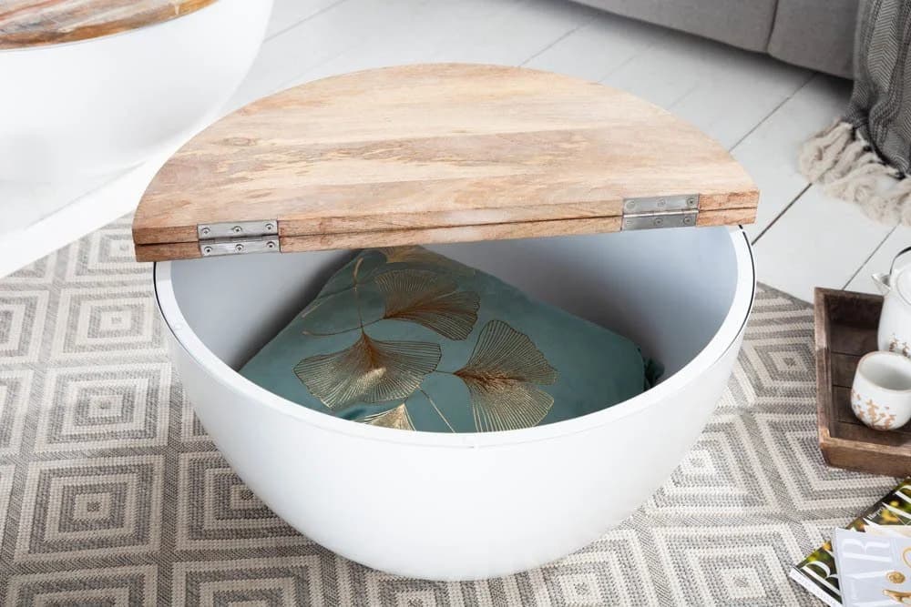 riess-ambiente Couchtisch INDUSTRIAL STORAGE Ø60cm weiß / natur - Bild 3