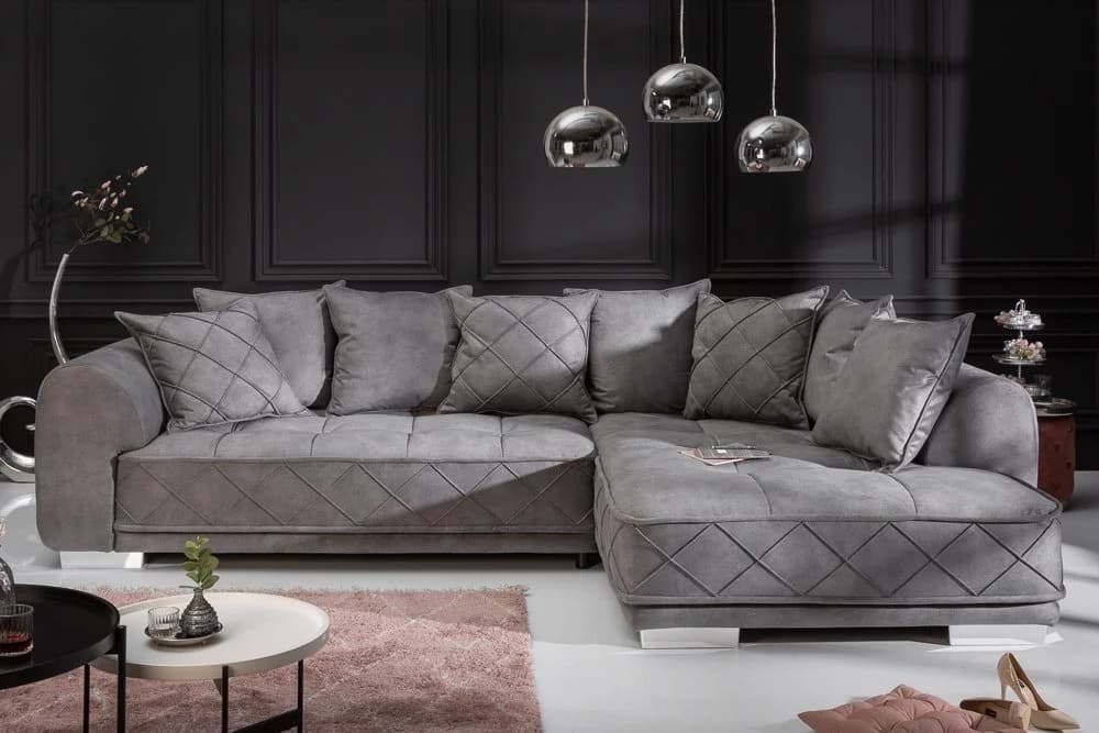riess-ambiente Big-Sofa DECADENCIA 320cm Silbergrau Samt Eckcouch XXL - Bild 3