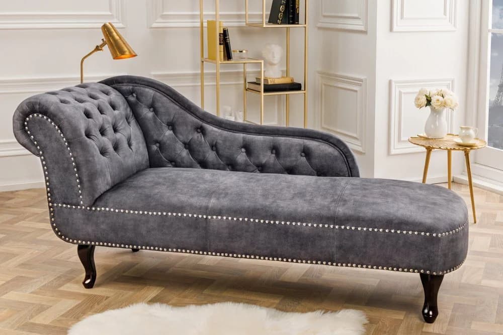 riess-ambiente Recamiere CHESTERFIELD Grau Samt - Bild 2