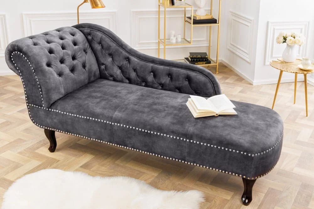 riess-ambiente Recamiere CHESTERFIELD Grau Samt - Bild 3