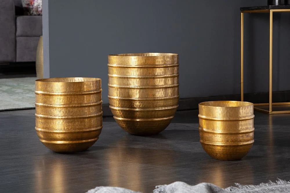 riess-ambiente Übertopf ORIENT gold Set 3 St. Handarbeit Metall - Bild 3