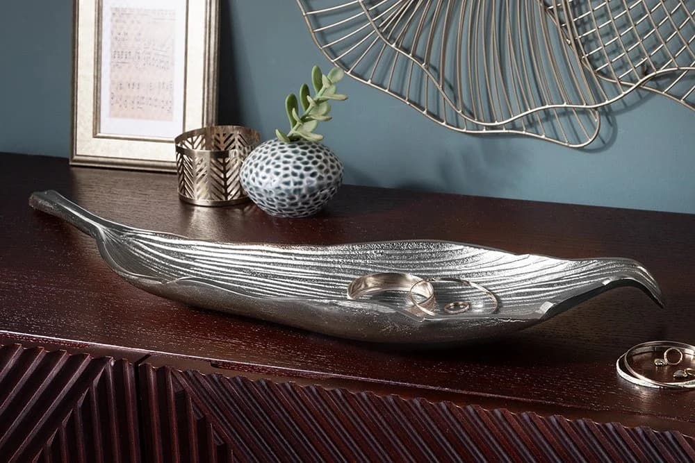 riess-ambiente Dekoschale ABSTRACT LEAF 64cm Silber Metall Blatt