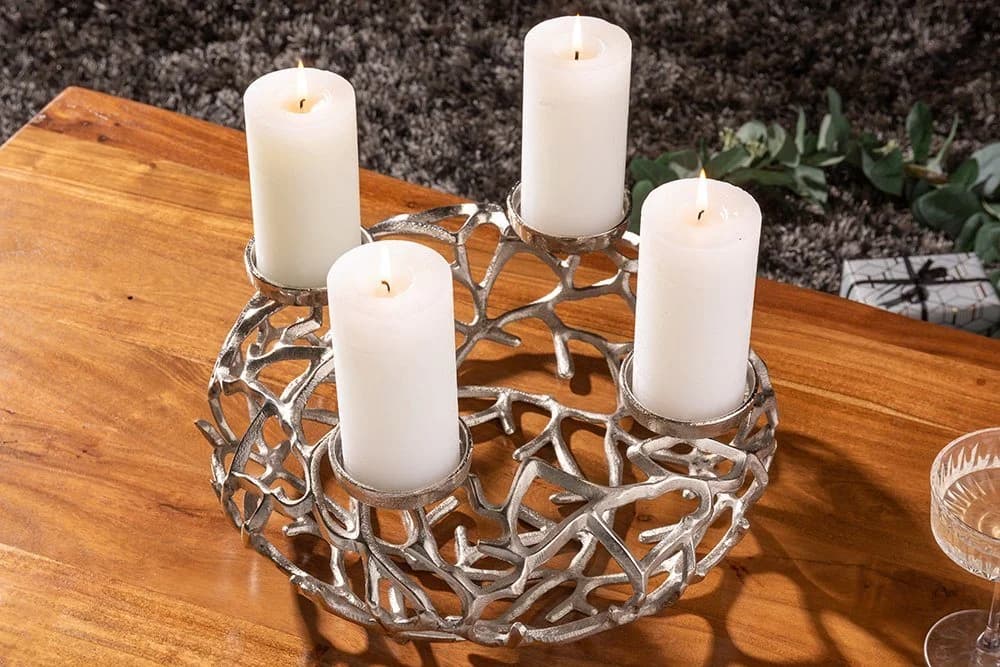 riess-ambiente Kerzenhalter ABSTRACT 38cm Silber Metall Kranz