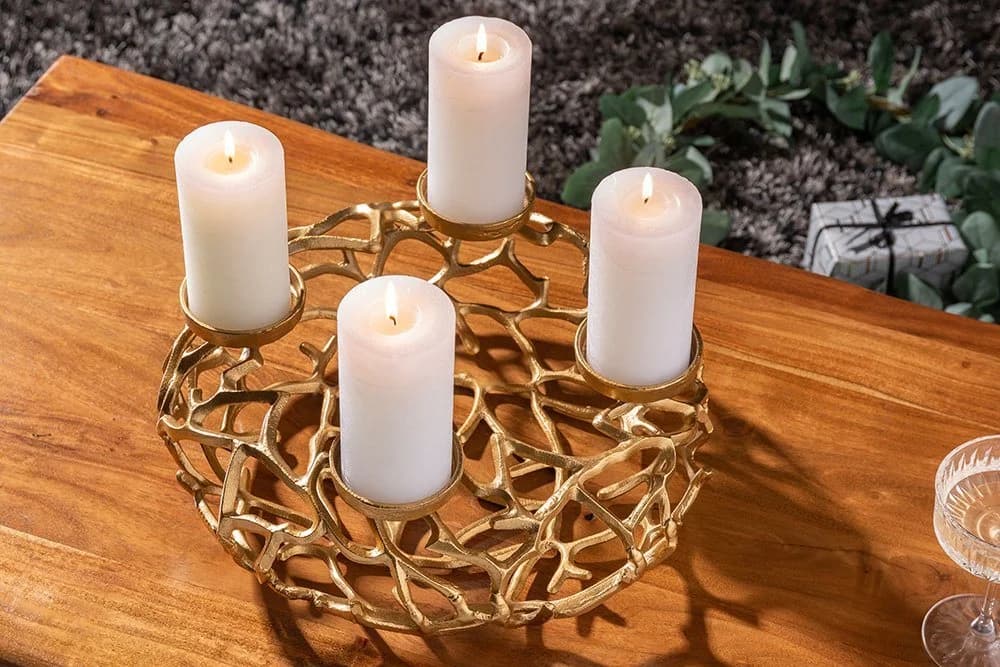 riess-ambiente Kerzenhalter ABSTRACT 38cm gold Metall Kranz