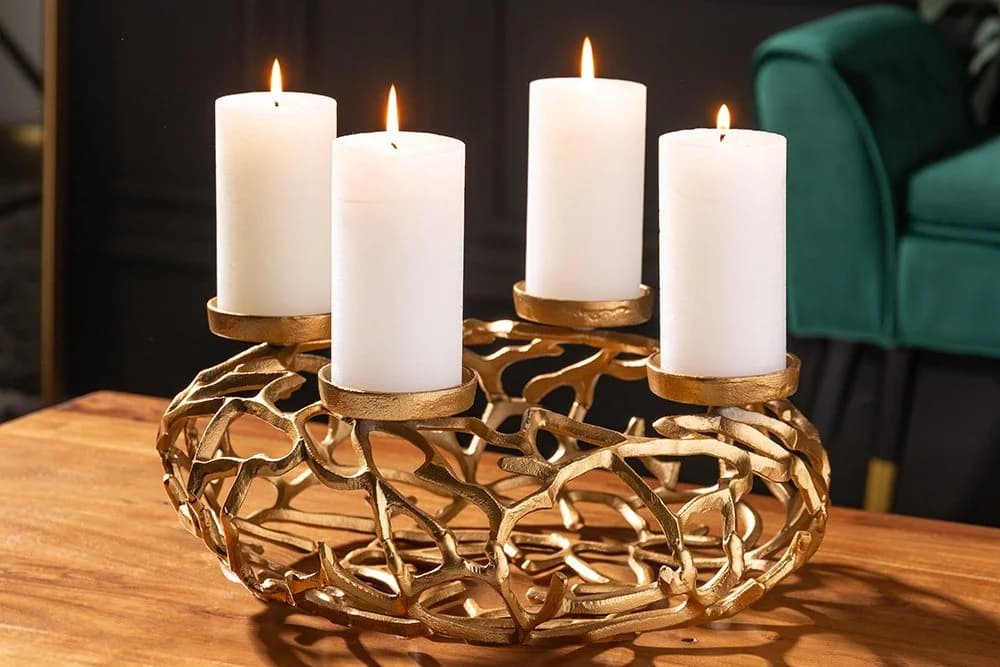 riess-ambiente Kerzenhalter ABSTRACT 38cm gold Metall Kranz - Bild 2