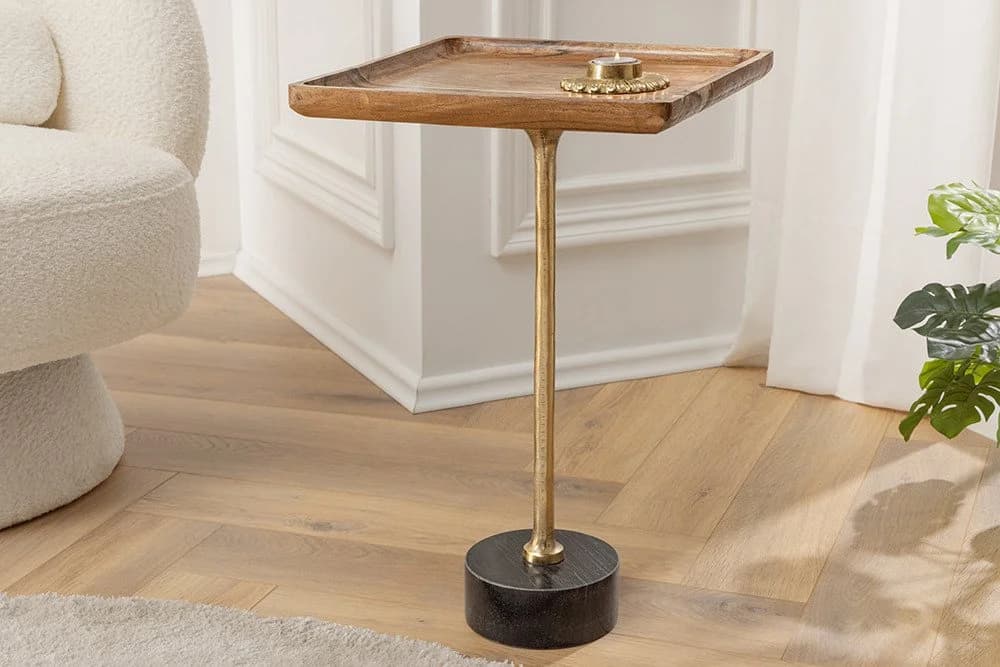 riess-ambiente Beistelltisch TRAYFUL 55cm Natur/Gold/Schwarz