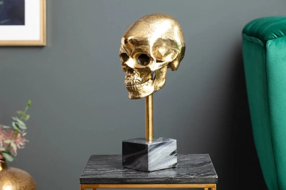 riess-ambiente Dekofigur SKULL 35cm Gold Metall-Schädel