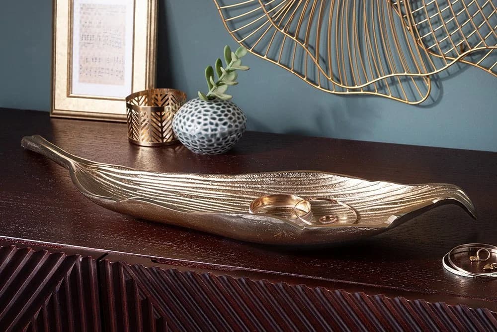 riess-ambiente Dekoschale ABSTRACT LEAF 64cm Gold Metall Blatt