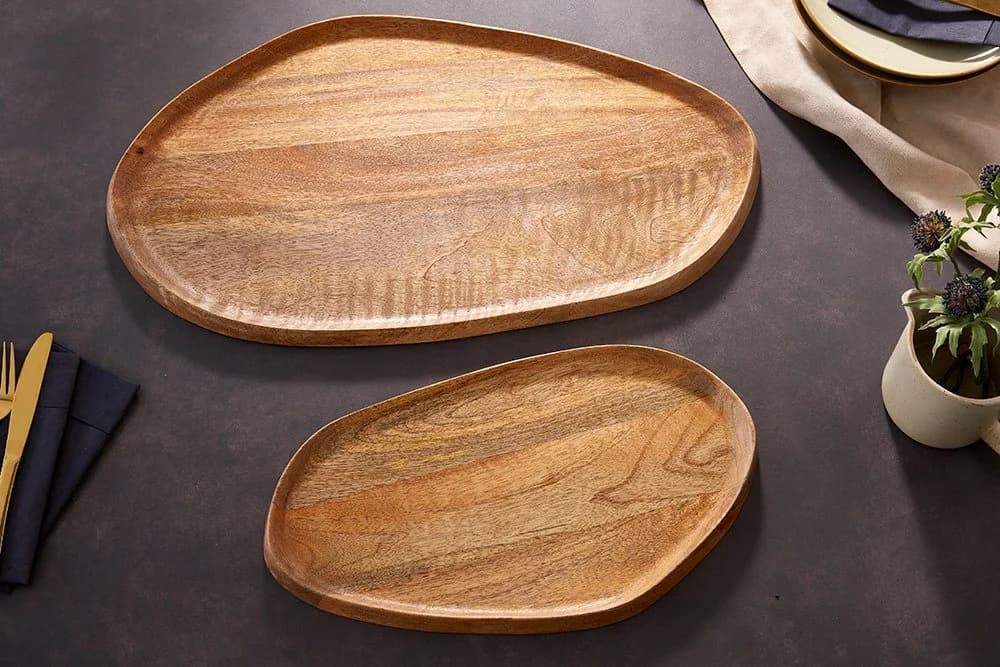 riess-ambiente Dekotablett AMAZONAS 56cm Set 2 St Massivholz Natur Urban