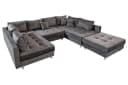riess-ambiente Wohnlandschaft KENT 305cm Grau/Silber Samt U-Form mit Hocker Bild 1