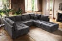 riess-ambiente Wohnlandschaft KENT 305cm Grau/Silber Samt U-Form mit Hocker Bild 2