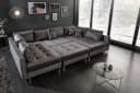riess-ambiente Wohnlandschaft KENT 305cm Grau/Silber Samt U-Form mit Hocker Bild 3
