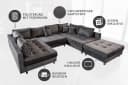 riess-ambiente Wohnlandschaft KENT 305cm Grau/Silber Samt U-Form mit Hocker Bild 4