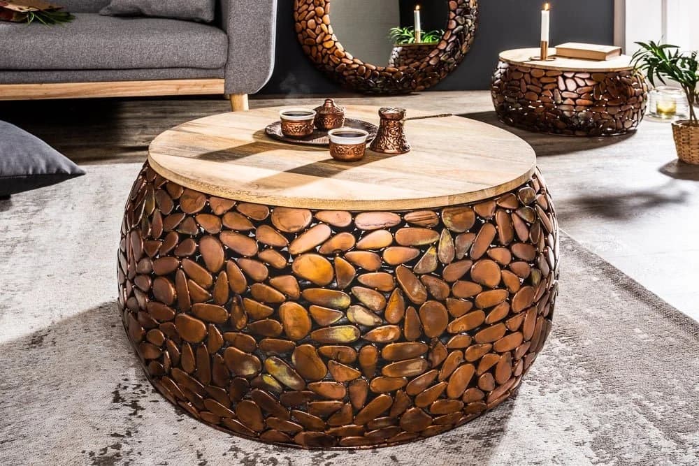 riess-ambiente Couchtisch Set STONE MOSAIC Kupfer/Natur 2-tlg. Handmade - Bild 3