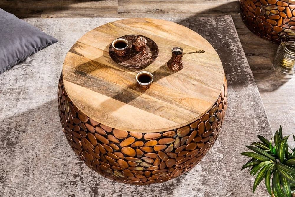 riess-ambiente Couchtisch Set STONE MOSAIC Kupfer/Natur 2-tlg. Handmade - Bild 4