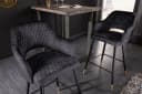 riess-ambiente Barhocker PARIS Grau Schwarz Gold Samt Metall mit Armlehne Bild 2
