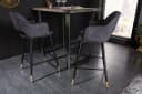 riess-ambiente Barhocker PARIS Grau Schwarz Gold Samt Metall mit Armlehne Bild 3