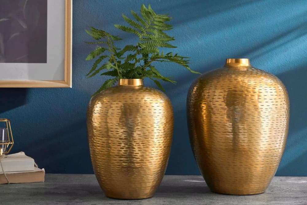 riess-ambiente Tischvase ORIENTAL 32cm gold Hammerschlag Design Set 2 St - Bild 2