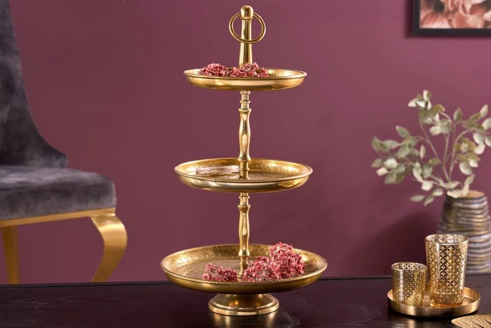 riess-ambiente Dekoetagere ORIENT 47cm Gold Hammerschlagtechnik