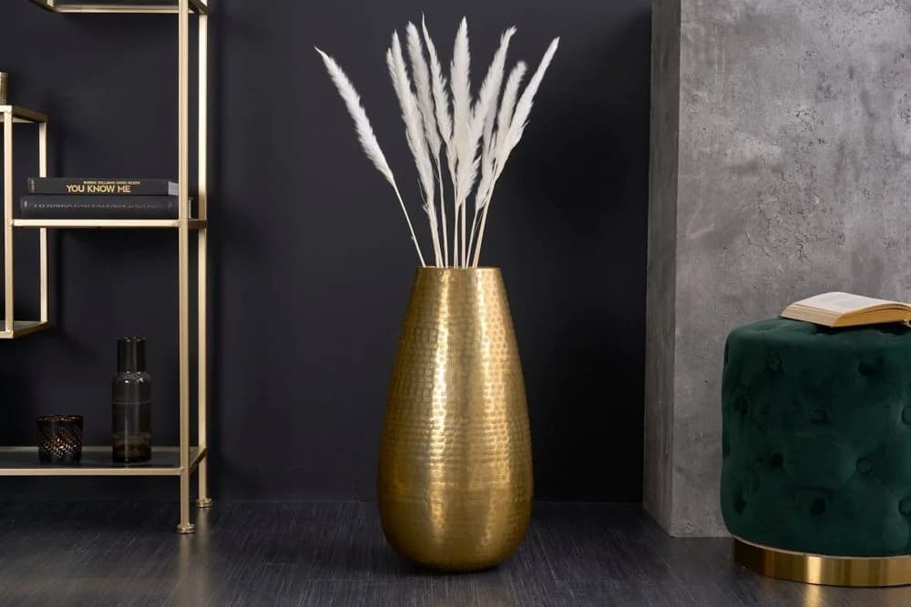 riess-ambiente Bodenvase ORIENT 50cm Gold Hammerschlag Design - Bild 2