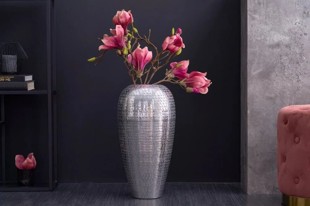 riess-ambiente Bodenvase ORIENTAL 50cm Silber Hammerschlag Design Metall