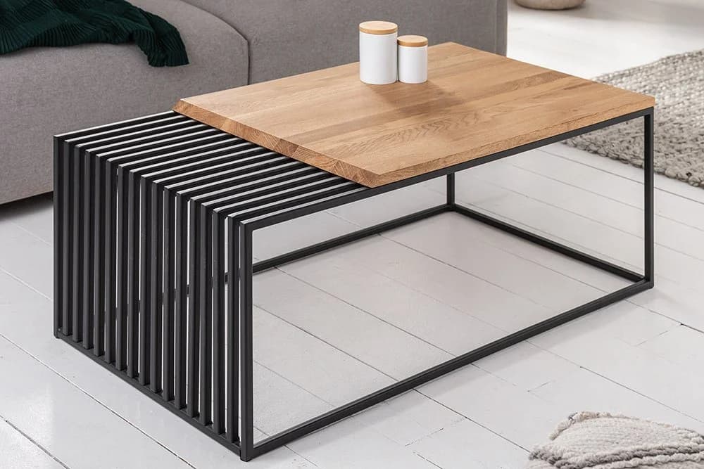 riess-ambiente Couchtisch ARCHITECTURE 100cm Natur Eiche Massivholz Industrial Design - Bild 2