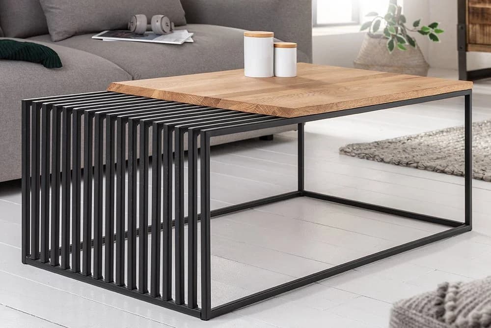 riess-ambiente Couchtisch ARCHITECTURE 100cm Natur Eiche Massivholz Industrial Design - Bild 4