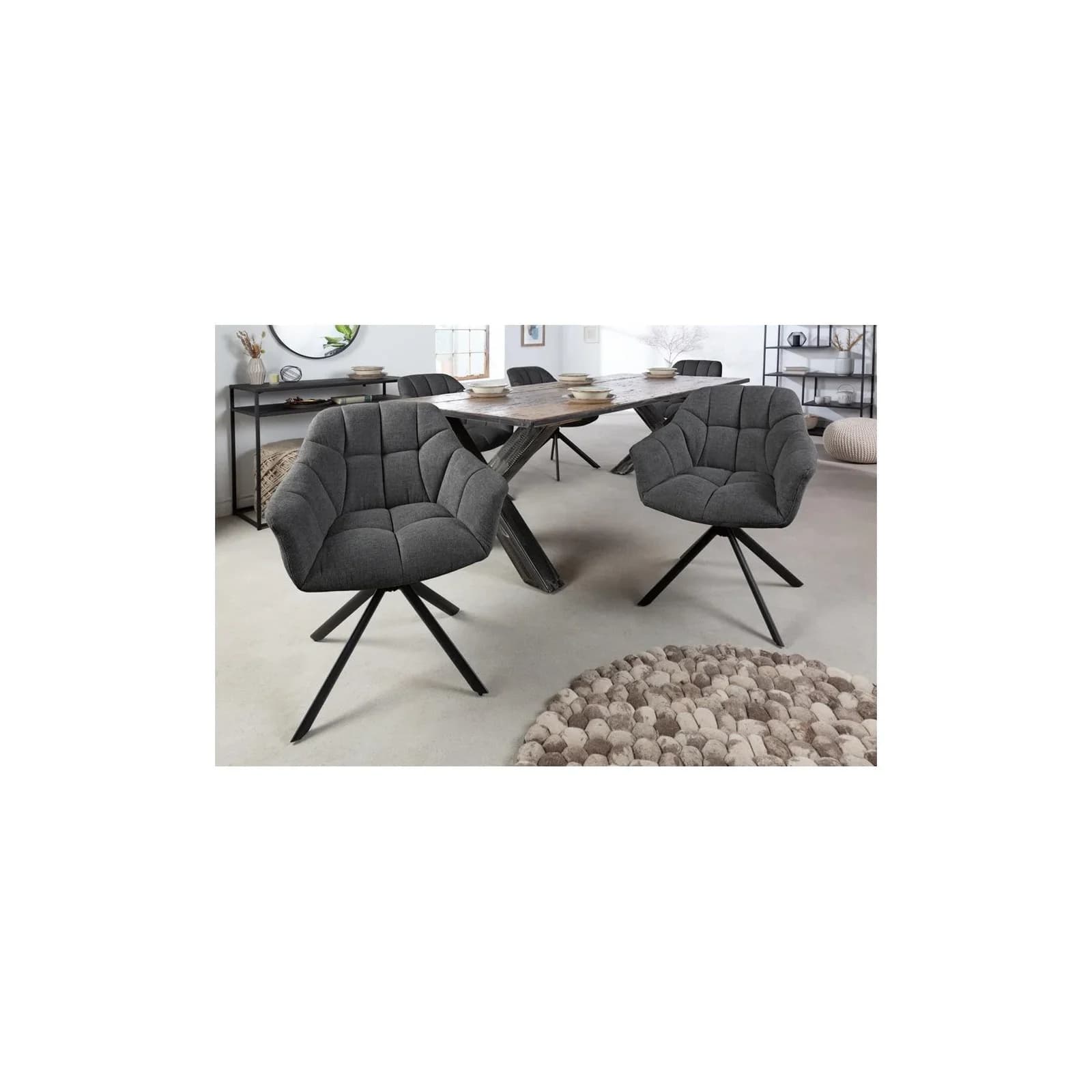 riess-ambiente Polsterstuhl PAPILLON Anthrazit/Schwarz mit Armlehne 180° drehbar