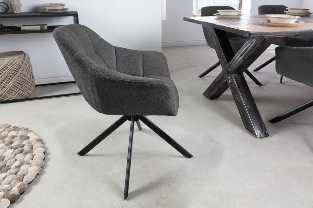 riess-ambiente Polsterstuhl PAPILLON Anthrazit/Schwarz mit Armlehne 180° drehbar - Bild 4