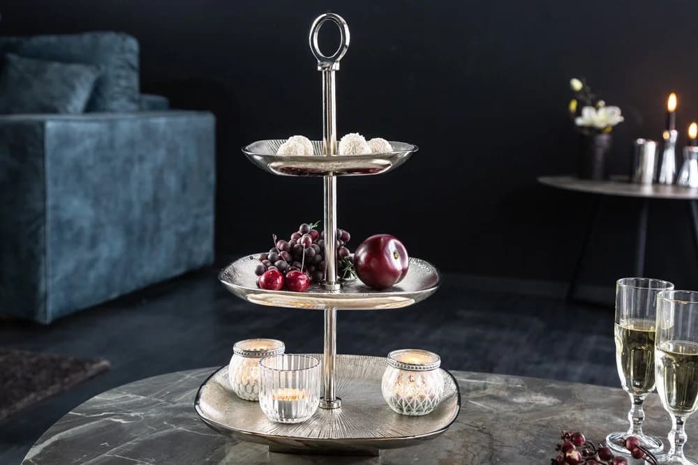 riess-ambiente Dekoetagere ORIENT 45cm Silber 3 Etagen