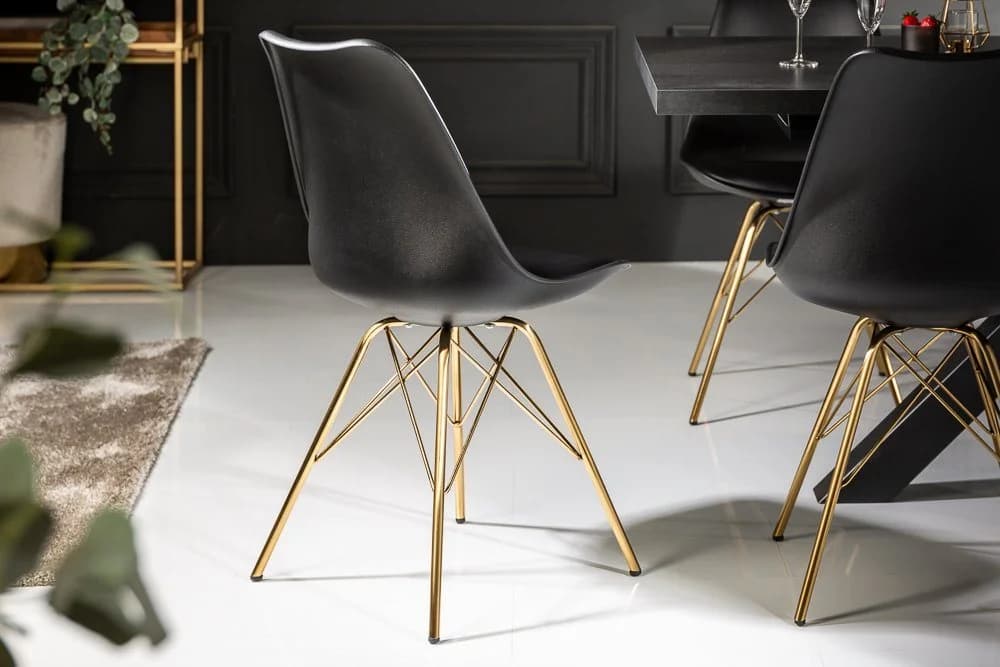 riess-ambiente Polsterstuhl SCANDINAVIA MEISTERSTÜCK Schwarz/Gold Retro Design