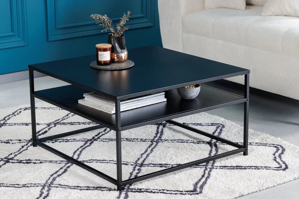 riess-ambiente Couchtisch DURA STEEL Schwarz Metall 2 Ablagen