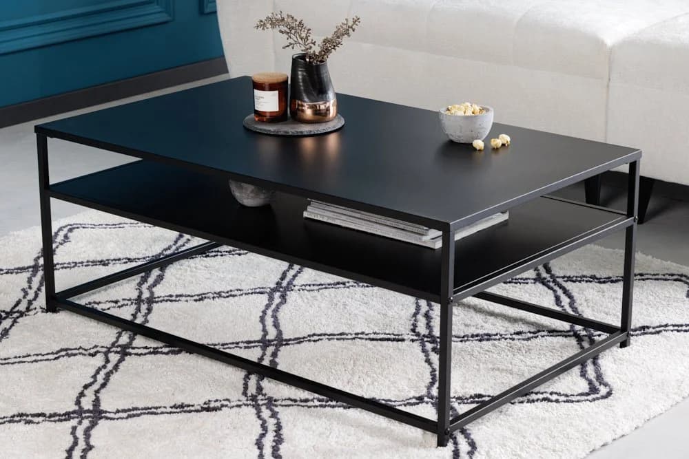 riess-ambiente Couchtisch DURA STEEL Schwarz Metall 2 Ablagen