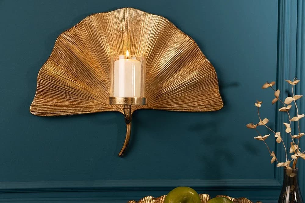 riess-ambiente Wandkerzenhalter GINKGO 44cm Gold - Bild 3