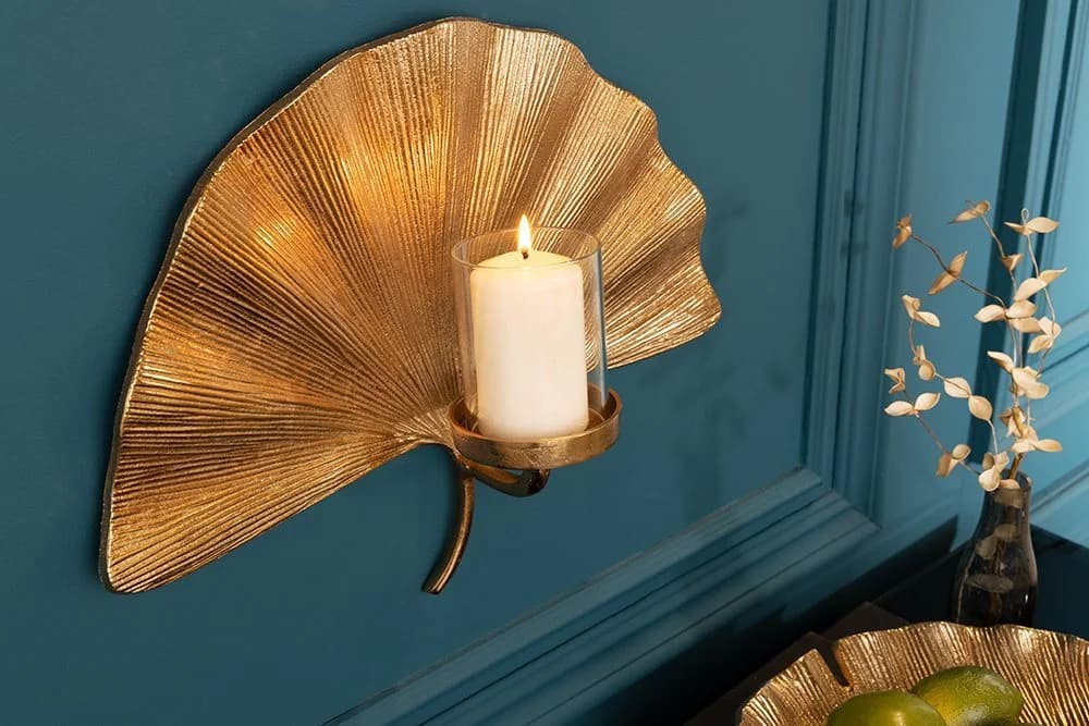 riess-ambiente Wandkerzenhalter GINKGO 44cm Gold - Bild 4